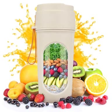 Portable Blender for Smoothies, BPA Free Mini Blender for Mixing Protein Powder, 15 Oz Dishwasher Safe Portable Bottle with 12-Blade, Rechargable Sport Bottle Compact and Easy to Clean