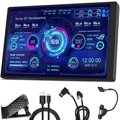 WOWNOVA PC Temperature Display, Computer Temp Monitor, ARGB Case, IPS USB Mini Screen, CPU RAM HDD Data Monitor