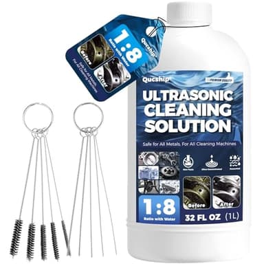 Makes 2.2 Gallons Concentrated Ultrasonic Cleaner Solution - Safe for All Metals Ultrasonic Carburetor Cleaner, Ultrasonic Cleaning Solution for Engine Parts, Removes Dirt & Grease (32 Ounces)