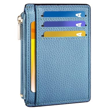 Tipmile Credit Card Holder for Women Slim Minimalist Front Pocket RFID Blocking Wallet Small Compact Card Case with ID Window, Sky Blue