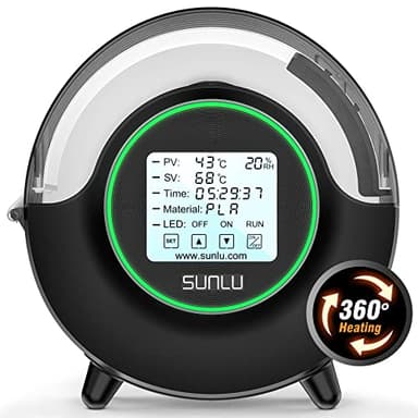 SUNLU Official Filament Dryer S2, 70℃ Max Temperature, Built-in Circulation Fan, 3D Printer Filament Storage Box Filament Dehydrator, Nylon TPU PLA PETG ABS 3D Printer Filament Dryer Box (Black)