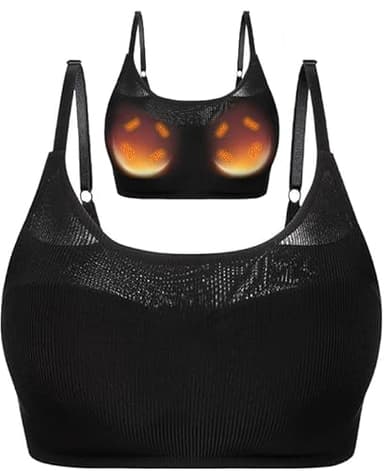 Heated Breast Massager Bra - USB Rechargeable Chest Enlargement Growth Stimulator - Electric Heating & Vibrating Bust Enhancement Massage for Women Self Care - Wireless Feminine Breast Lift Enhancer