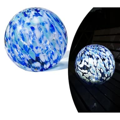 Lily's Home Gazing Ball - 10" Glass Globe with Solar Powered Lights - Outdoor Solar Lights for Yard & Patio - Garden Decor - Automatic On/Off Photosensitive Switch - Battery Included
