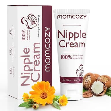 Momcozy Nipple Cream Safe for Breastfeeding, No Wipe Off Lanolin-Free Nipple Balm, Soothing Cream, Breastfeeding Essentials for Nursing & Pumping Moms, 1.41 oz