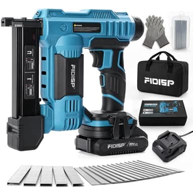 FIDISP 18 Gauge Cordless Nail Gun, 2 in 1 Nail Gun Cordless with Battery, Charger, Storage Bag, 1500Pcs Nails and 500Pcs Staples, 20V Battery Nail Gun for Woodworking, DIY, Furniture