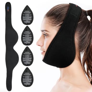 LotFancy Wisdom Teeth Ice Pack Head Wrap, Face Ice Pack for TMJ Jaw Toothache Pain Relief, with 4 Reusable Hot Cold Therapy Gel Packs, for Chin, Oral and Facial Surgery, for Kids, Teens, Petite Adults