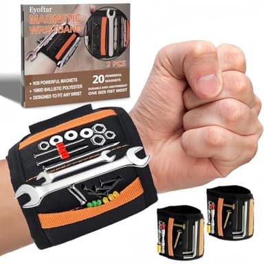 Magnetic Wristband for Tools (2-Pack)-Gift for Men, Tool Belt for Men & Women-Heavy-Duty 20-Magnet for DIY & Construction, Holds Screws-Ideal Gift for Father, Handyman, Husband