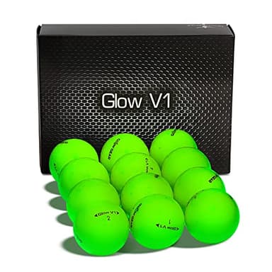 GlowGear Golf - GlowV1 Night Golf Balls, for Men and Women, Glow in the Dark with Full Compression Core,Ultra Bright Glow,12 or 6 Count Refill Pack Balls only Requires UV Light Source