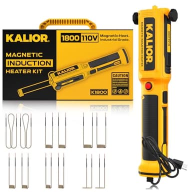 Magnetic Induction Heater 1800W, 110V High Power Handheld Tool with 12 Coils & Toolbox for Bolt & Rusty Screw Removal, Automotive Mechanical Repair, for DIY & Professionals (Yellow)
