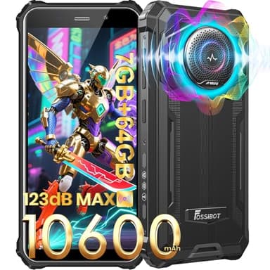 FOSSIBOT F101P Rugged Call Phone Unlocked,18W10600mAh 123dB Loud Volume Phone Waterproof Smartphone,7+64GB+1TB Storage,4G Dual SIM OTG Octa-core 5.45" 24MP+8MP Camera,2026 Black