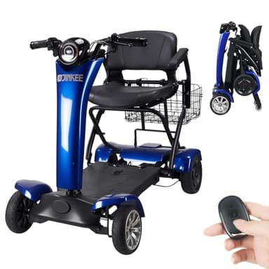 Auto-Folding Electric Mobility Scooter for Adults Seniors, 500W Brushless Dual Motor, Removable Lithium Battery, 15 Miles Range, 300lbs Capacity,One-Touch Foldable 4 Wheel Scooter,Large Storage Basket