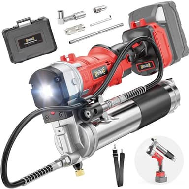 DIYtoolifz Cordless Grease Gun Compatible with Milwaukee 18V Battery, 12000PSI High-Pressure with 2-in-1 Rotating Handle, 39.4" Hose & 4 Couplers for Bulk & Cartridge Grease (Tool Only)