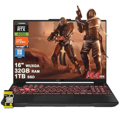 ASUS TUF Gaming A16 Laptop 16" WUXGA IPS 144Hz AMD 6-core Ryzen 7 7445HS 32GB RAM 1TB SSD GeForce RTX 4050 (Up to 194 AI Tops) RGB Backlit USB4 Two-Way AI Noise Cancelation Win11Pro ICP Hub