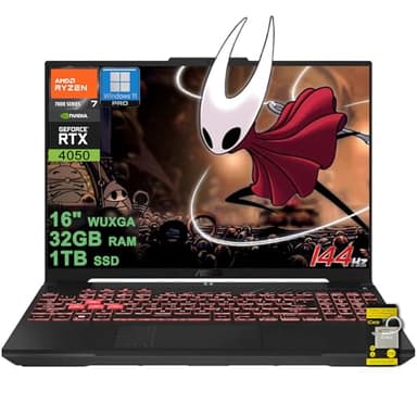 ASUS TUF Gaming A16 Laptop 16" WUXGA IPS 144Hz AMD 6-core Ryzen 7 7445HS 32GB DDR5 1TB SSD NVIDIA GeForce RTX 4050 (Up to 194 AI Tops) RGB Backlit USB4 Two-Way AI Noise Cancelation Win11Pro ICP Hub