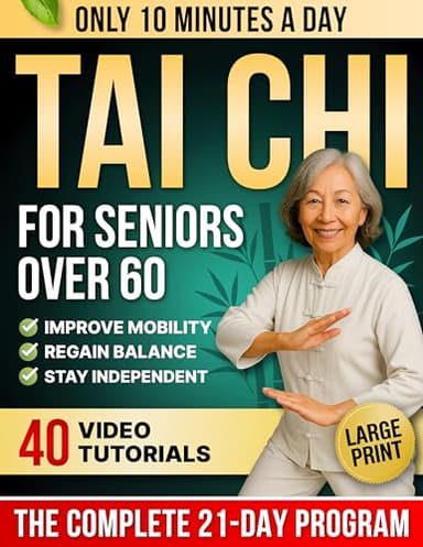10-Minute Tai Chi for Seniors Over 60: A Step-by-Step 21-Day Plan to Regain Balance, Prevent Falls & Stay Independent | Illustrated Exercises, Video Lessons & Large Print for Easy At-Home Practice