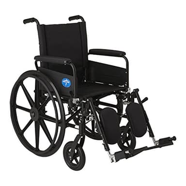 Medline Premium UltraLightweight Wheelchair with Full Length Flip Back Arms and Elevating Leg Rests for Eldery and Disabled, 18" Seat