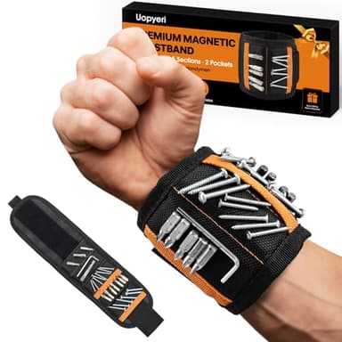 Magnetic Wristband for Tools, 15 Powerful Magnets, Gifts for Him, Husband, Boyfriend, Great Tool Gift for Dad, Men, DIYers, Lightweight Holder for Screws Nails Drill Bits