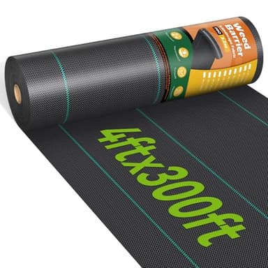 iropro 4ftx300ft Weed Barrier Fabric 3.2oz Landscape Fabric Heavy Duty, Woven Weed Barrier Control Cloth, Landscaping Fabric for Underlayment, Gardening Ground, Driveway Weed Block Cover Mat