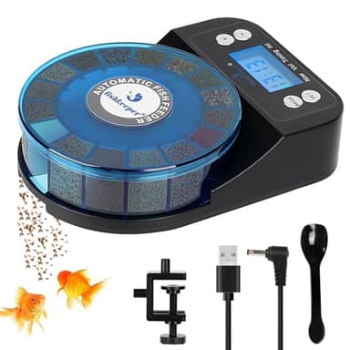 fishkeeper Automatic Fish Feeder for Aquarium - 2025 Upgraded Rechargeable and Precision Fish Feeder Auto Dispenser for Betta Fish & Turtle, Moisture & Proof Vacation Self Feeding(Memory Function)