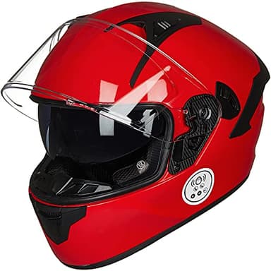 ILM Motorcycle Helmets with Built in Bluetooth Full Face Casco para Moto Dual Visor for Adults Men Women DOT Model-X9(Red,M)