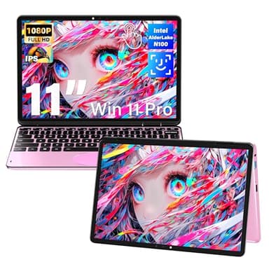 Svikou 11" Touchscreen 2-in-1 Convertible Pink Laptop for Business&Students, in tel N100 CPU,16G DDR4 RAM,512G SSD,FHD 1920 * 1200 IPS,Win 11 Pro,Backlit Keyboard, WiFi, Type-C,HDMI, Oval Trackpad
