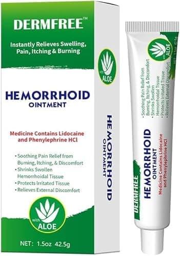 DERMFREE Hemorrhoid Cream with Lidocaine and Phenylephrine HCI, Rapid Relief of Pain, Bleeding, Swelling, Itching and Burning - Repairs Fissures & Hemorrhoids