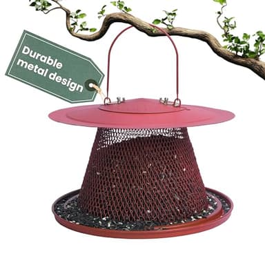 Perky-Pet Durable Wild Bird Feeder - 2.5 lb Seed Capacity - Feed up to 15 Birds at Once - Red, C00322 - Hanging Wild Bird Feeder for Outdoor Decor