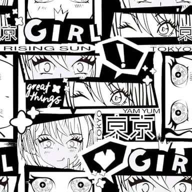 Livelynine 17.5x276 Japanese Anime Peel & Stick Wallpaper Removable Bedroom Wall Paper Modern Black and White Graffiti Wall Mural Renter Friendly Self Adhesive Contact Paper Abstract Girly Vinyl Wrap