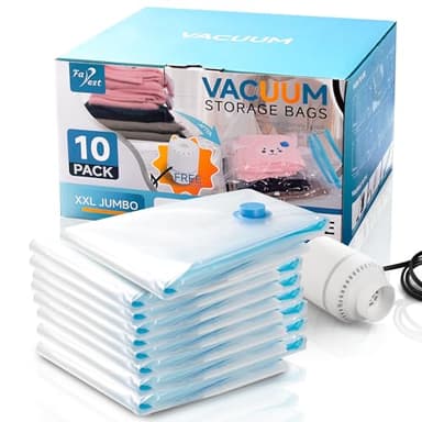 10 Pack XXL Jumbo Vacuum Storage Bags with Electric Air Pump, Space Saver Bags,Compression for Comforters and Blankets,Duvets,Pillows,Travel(47.2x35 in)