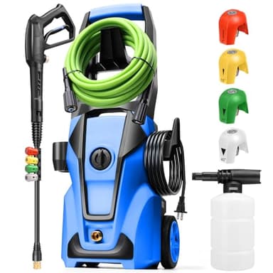 Imdot Electric Pressure Washer 5000PSI Max 4.0GPM with 33FT Flexible Extension Hose, 4 Nozzles, Foam Cannon, Power Washer Powered for Cars, Patios, Driveways, Deep Blue