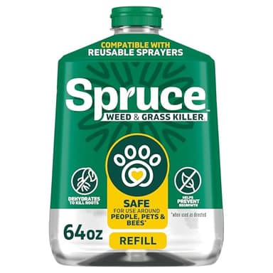 Spruce Weed Killer Refill - Versatile Weed & Grass Killer₃ for Flower Beds, Driveways & Mulch Beds - No Pour, No Mix, No Mess Refill - Kills Dandelions, Crabgrass & More (64 Oz)