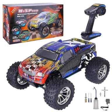 BINGXMF 1/10 Nitro RC Truck 80KM/H Fast Nitro Gas Power Car 4WD Hhigh Speed Off Road Climbing Truck Buggy for Adult 18CXP Gas-Engine Remote Control Truck RTR Hobby Racing Vehicle Short Course Crawler