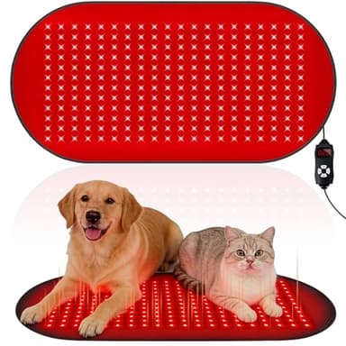 Red Light Therapy Mat for Dogs, 11.8×23.6 Inches Pet Light Therapy Mat, 240 LED Beads, 660nm & 880nm Light, Timer and Controller, for Dog Back, Waist, Legs