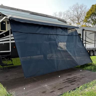 SHADEPLUS RV Awning Sun Shade Screen 8'x17'3''(Fit for 18' Awning),Black Mesh Shade Screen with Zipper,Universal Trailer Camper Awning Screen with Complete Kits,Improves Shadow and Privacy.