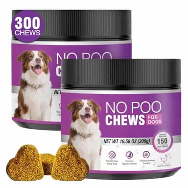 300 Chews No Poo Chews-No Poop Eating Deterrent for Dog-Coprophagia Deterrent for Dogs-Prevent Stop Dogs from Eating Poop Supplement with Digestive Enzymes&Probiotics-Breath Freshener-Chicken