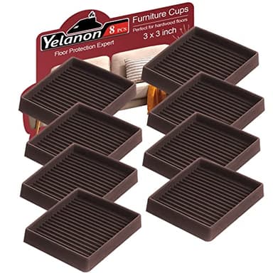 Yelanon Non Slip Furniture Pads for Hardwood Floors -8 Pcs 3” Furniture Coasters Cups, Anti Skid Furniture Grippers Rubber Feet, Floor Protectors for Furniture Bed Couch Stoppers