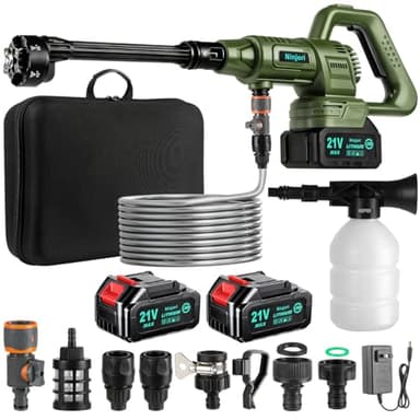 Max 1100PSI 3.0 GPM Battery with Multi-3 Level Adjustment, 6-in-1 Nozzle & Foam Cannon, 26.2 ft Hose for Car & Home
