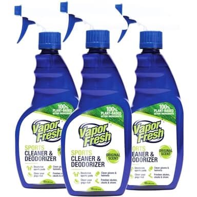 Vapor Fresh Sports Cleaner and Deodorizer - For Boxing Gloves, Sports Pads, Helmets, Gym Bags, Gym Equipment and More - Naturally Powered By Plants, 16 Fl Oz (3-Pack)