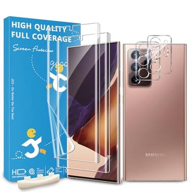 JZG 2 Pack for Galaxy Note 20 Ultra Screen Protector [Soft Film], 2 Pack Camera Lens Protector, Fingerprint Unlock, Curved Edge Coverage, Anti-Scratch, Easy Installation