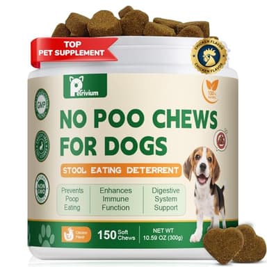 Petrivium No Poo Chews - Coprophagia Deterrent for Dogs, No Poop Eating Deterrent for Dogs, Stopping Dog from Eating Poop Supplement with Probiotics & Digestive Enzymes 150ct