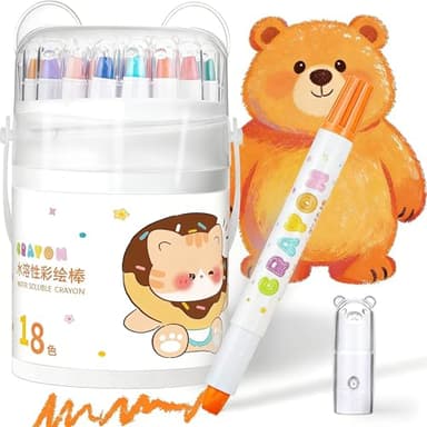 Prudiut 18 Color Silky Twistable Crayons for Young Artists, Washable Art Supplies, Multicultural Pastel Gel Crayons, Easy Grip Coloring Gift
