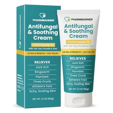 Antifungal Cream for Jock Itch, Ringworm, Psoriasis & Athlete’s Foot – Extra Strength Relief for Itchy, Burning Skin – Fast-Acting Formula for Tinea Cruris, Tinea Versicolor & Skin Irritations