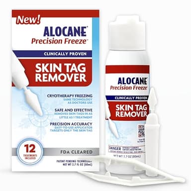 Alocane Precision Freeze, Skin Tag Removal Kit with 12 Precision Tip Applicators, FDA-Cleared At-Home Cryotherapy, Helps Remove Skin Tags at Home in As Little As 1 Treatment