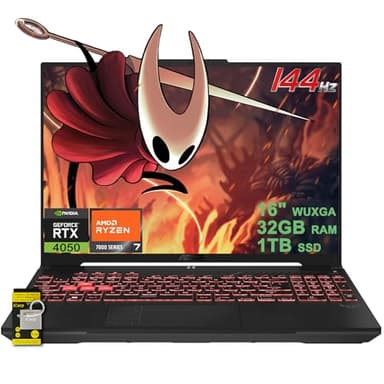 ASUS TUF Gaming A16 Laptop 16" WUXGA IPS 144Hz AMD Hexa-core Ryzen 7 7445HS 32GB DDR5 1TB SSD NVIDIA GeForce RTX 4050 (Up to 194 AI Tops) RGB Backlit USB4 Two-Way AI Noise Cancelation Win11 ICP Hub