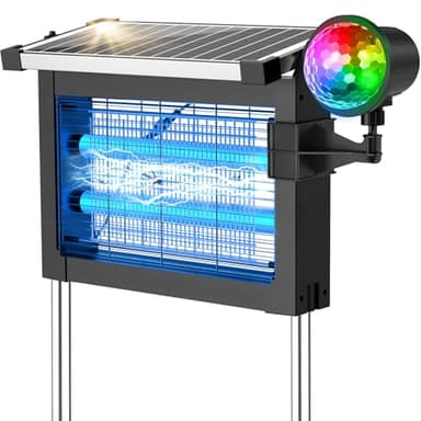 Zechuan 2-in-1 Solar Bug Zapper Outdoor, 4500V Electric Mosquito Zapper with Projection Light, IP66 Waterproof Cordless Fly Zapper, Type-C Rechargeable for Patio Yard Camping