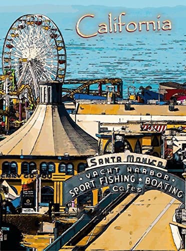 Magnet Santa Monica Pier Beach California United States Travel Advertisement Magnet