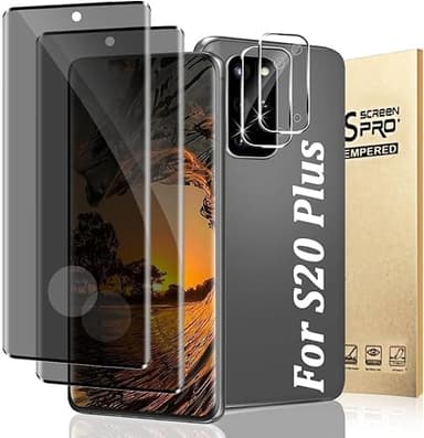 Geviaho 2+2 Pack for Galaxy S20 Plus Screen Protector with Camera Lens Protector, 3D Full Coverage, 9H Tempered Glass, Scratch Resistant, Touch Sensitive,Bubble-Free, Easy Installation (6.7 Inch)