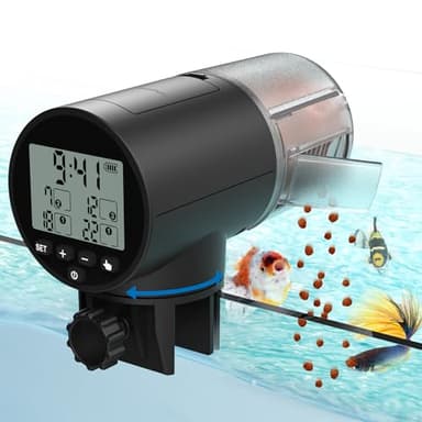 Automatic Fish Feeder for Aquarium, Vacation, 7, 14 Day Auto Dispenser with Timer, 200ml Large Capacity, Battery Powered, Ideal for Turtle/Fish Tank Aquarium Accessories, Batteries Included